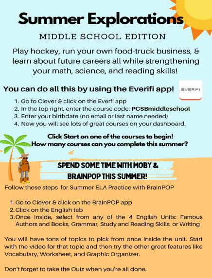 Summer Explorations Middle School Edition Flyer 2021 Summer Explorations Middle School Edition Flyer 2021